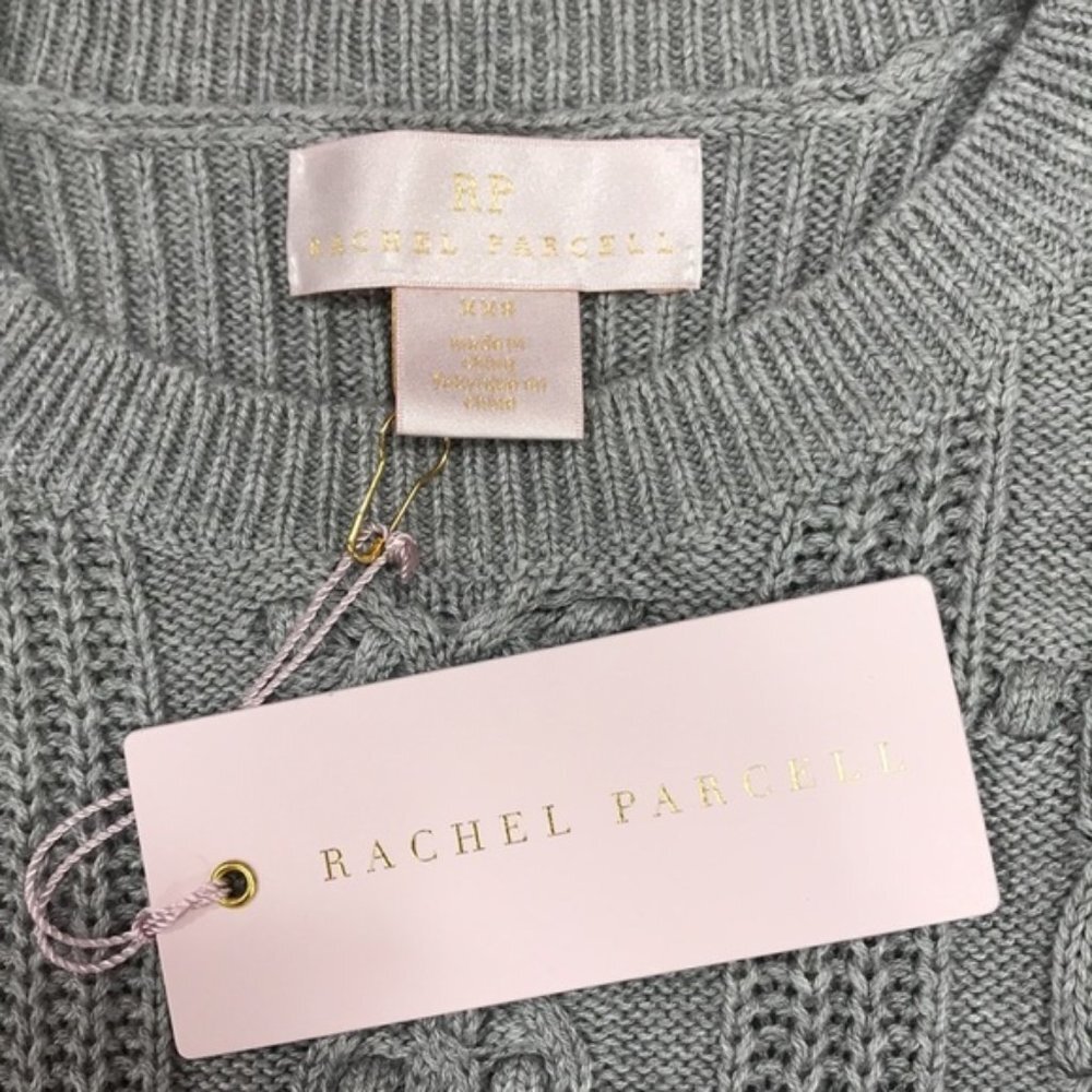 Rachel Parcell Cable Bobble Peplum Cotton Blend Sweater - Picture 3 of 5